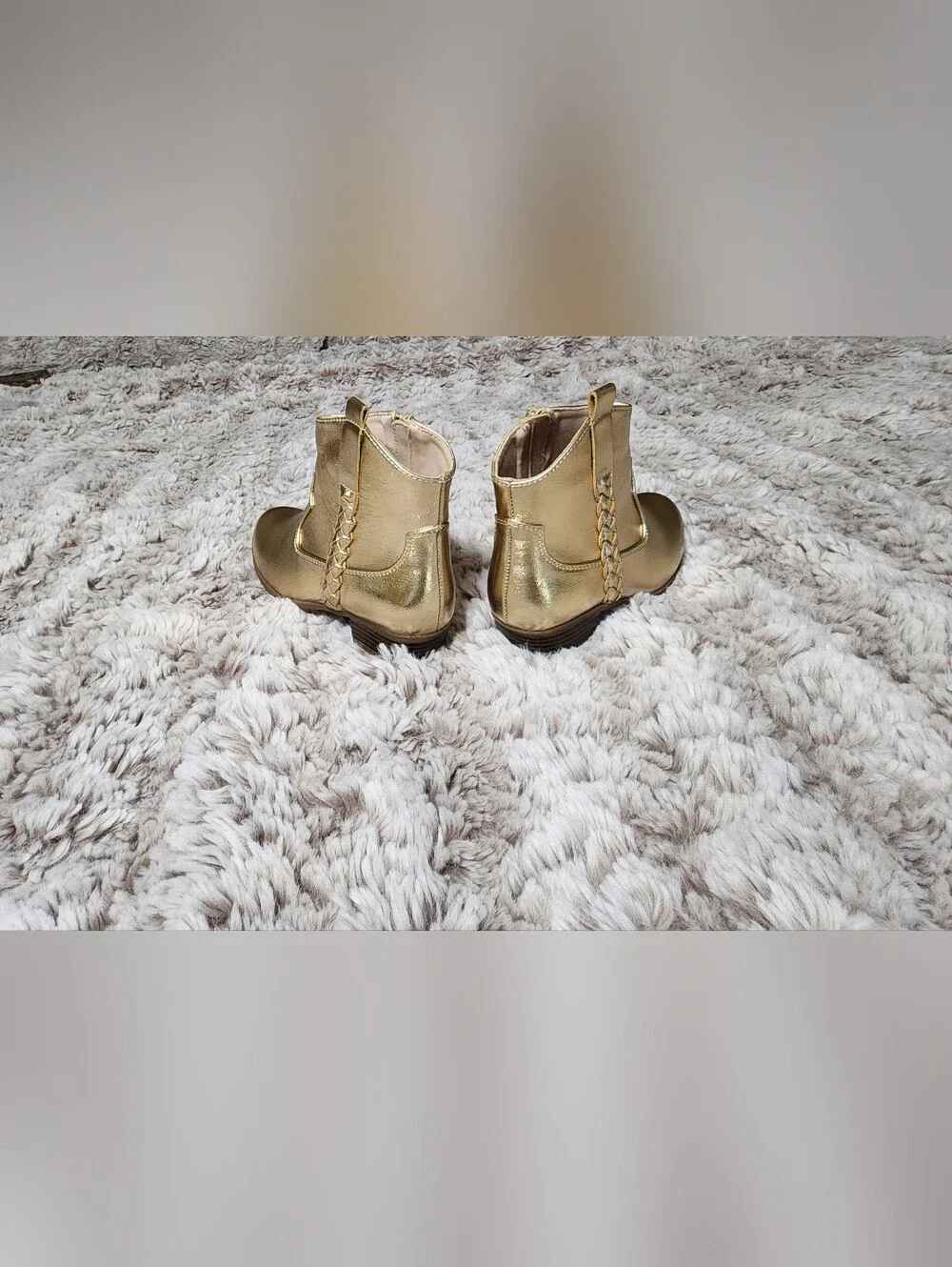 Metallic Gold Little Girl Ankle Boots